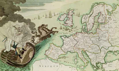 Karte zur Veranschaulichung des Seeangriffs auf England durch Napoleon Bonaparte, ca. 1803-04